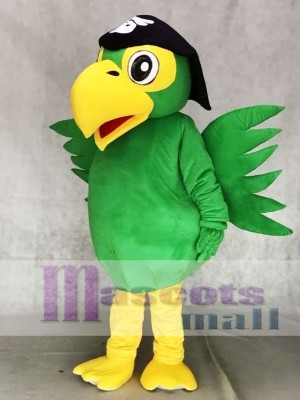 Pájaro loro pirata verde realista Disfraz de mascota